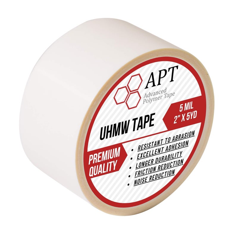 APT Advanced Polymer Tape شريط APT، بولي إيثيلين UHMW (الوزن الجزيئي الفائق) ، مقاوم للتآكل والصدمات، لحماية الأسطح وتقليل الاحتكاك والضوضاء لبطانة الأسطح المنزلقة. (2" x 5Yds, 5 Mil UHMW) - Image 1